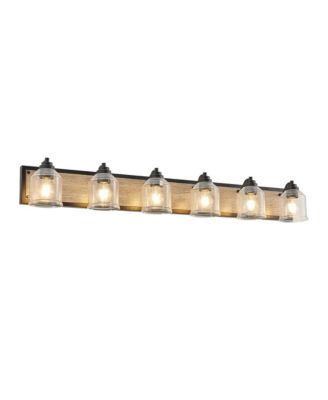 Lighting Commune 6-Light Farmhouse Vanity Wall Sconce Wood Finish