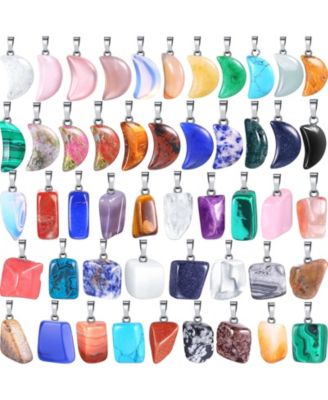 50 Mixed Shape Crystal Stone Pendants Chakra Bead Charms