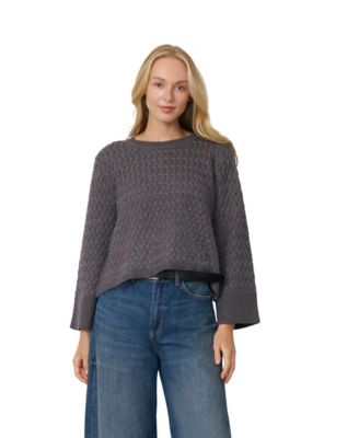 Women's Cable-Knit Boat-Neck Long-Sleeve Sweater