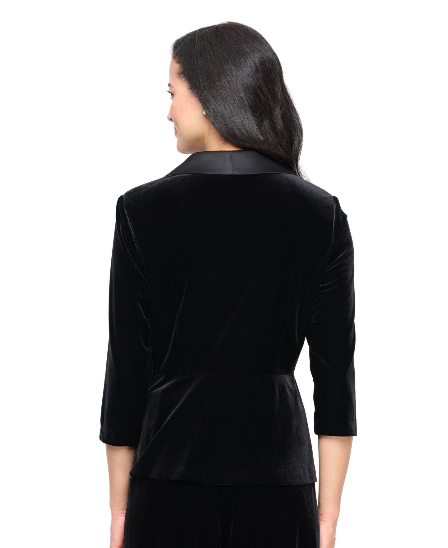 Женская куртка Alex Evenings Petite Velvet Peplum 3/4-Sleeve, цвет: Чёрный — фото 2