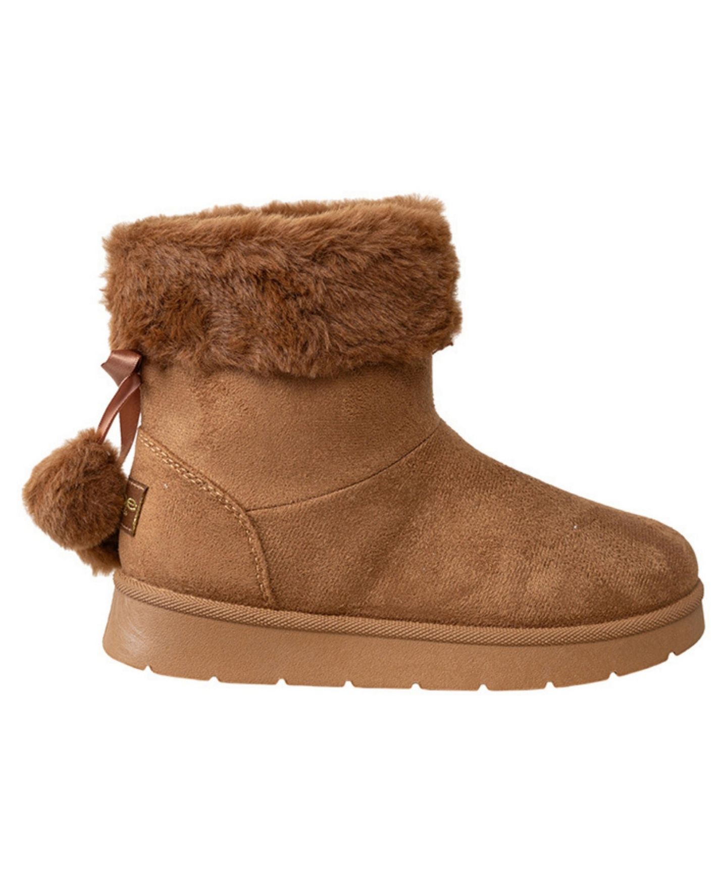 Ботинки Bebe Faux-Fur Cuff Boots with Bow and Pom-Pom Accents для девочек, цвет: Коньячный — фото 2