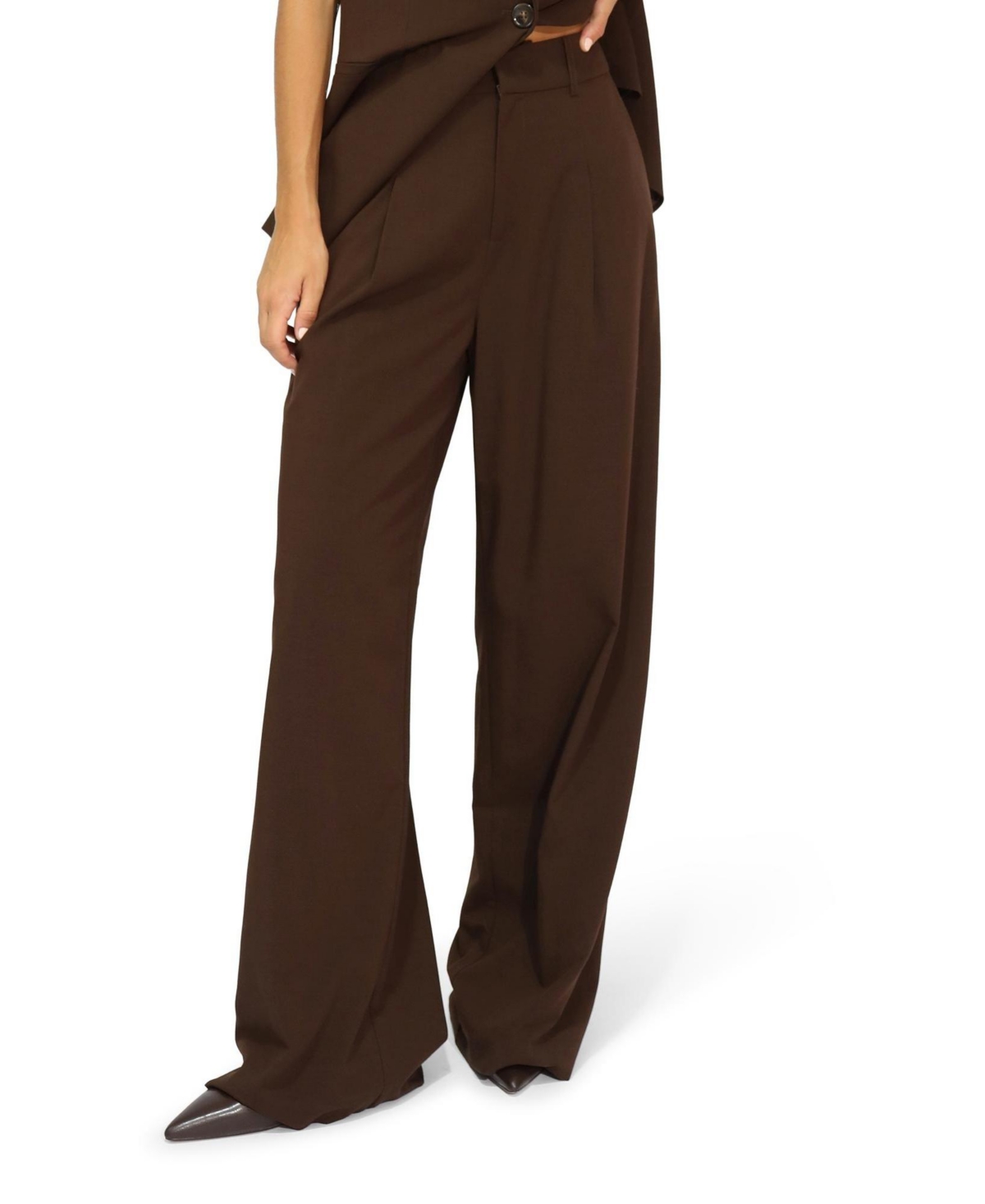 Belle & Bloom Women's Ready for Your Love Wide-Leg High-Waisted Pants - Chocolate