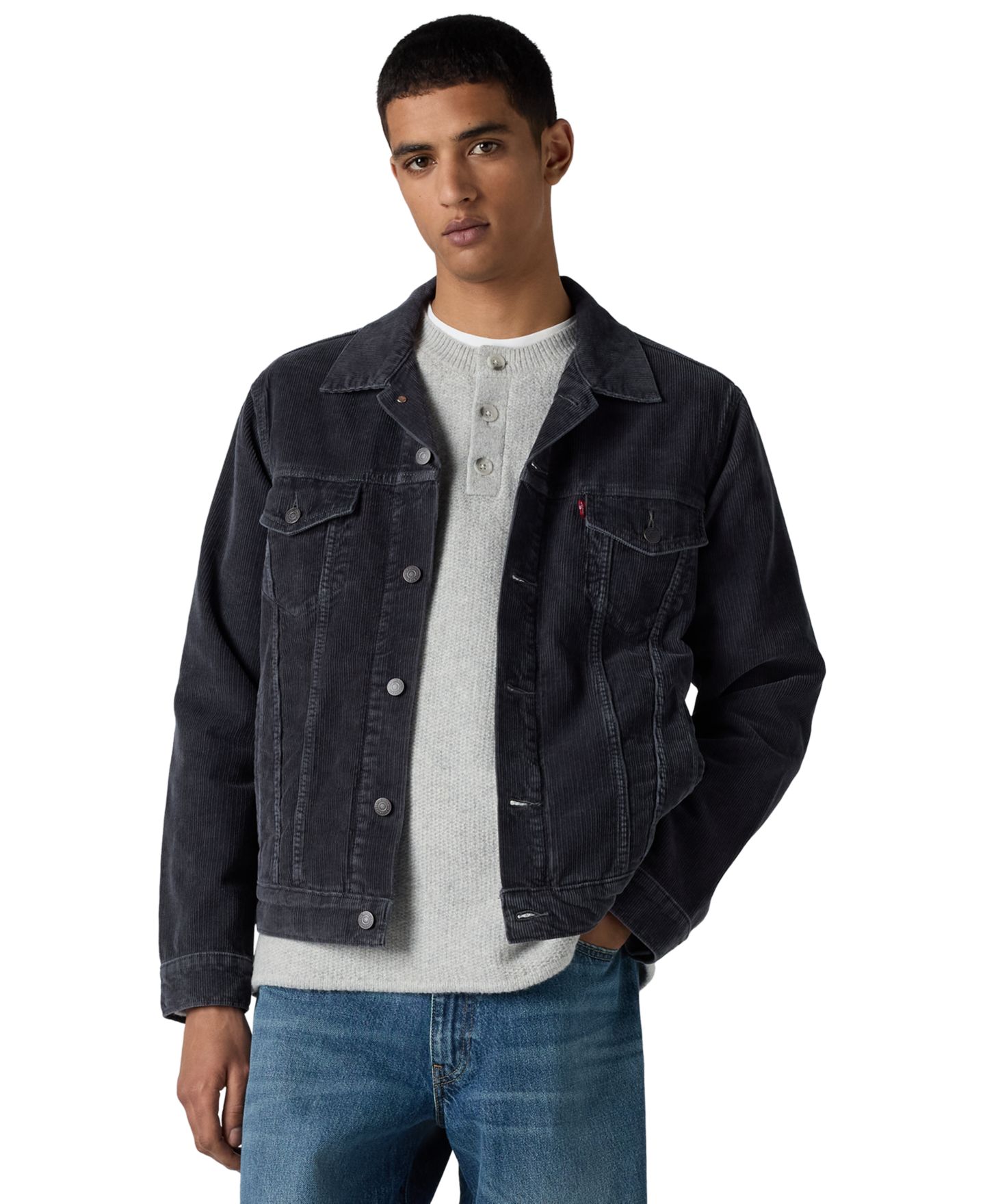 Мужская куртка Levi's Corduroy Regular-Fit Trucker, цвет: Эбеновый — фото 1