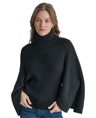 Women's Ribbed Turtleneck Poncho