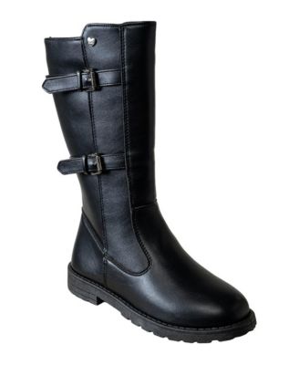 Little Girls Tall Riding Boot with Strapping and Heart Rivet