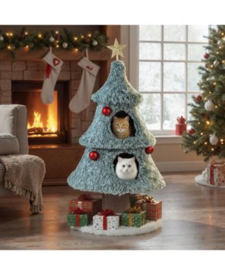 Christmas Cat Tree 48.5in with 2 Large Condos, Plush