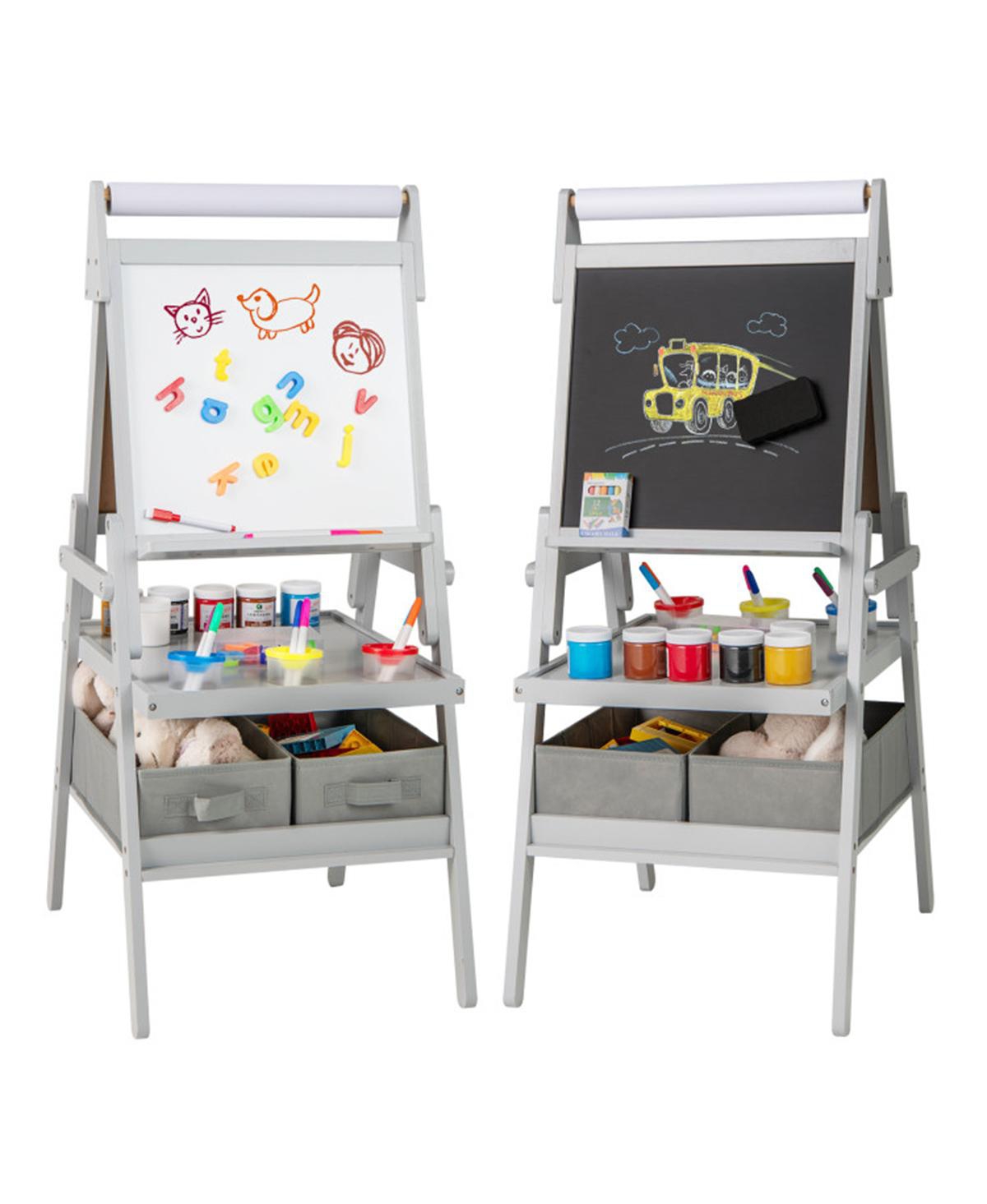 Sevorley 3-in-1 Art Easel with Magnetic Chalkboard and board, Mdf, Fabric Construction