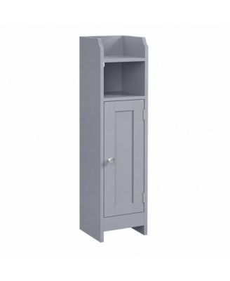 Narrow Corner Floor Cabinet with Door and Adjustable Shelves for Bathrooms