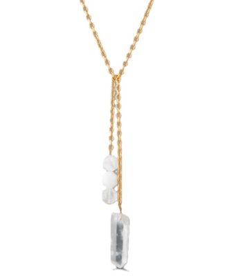 Gold-Tone Quartz Crystal Y-Necklace