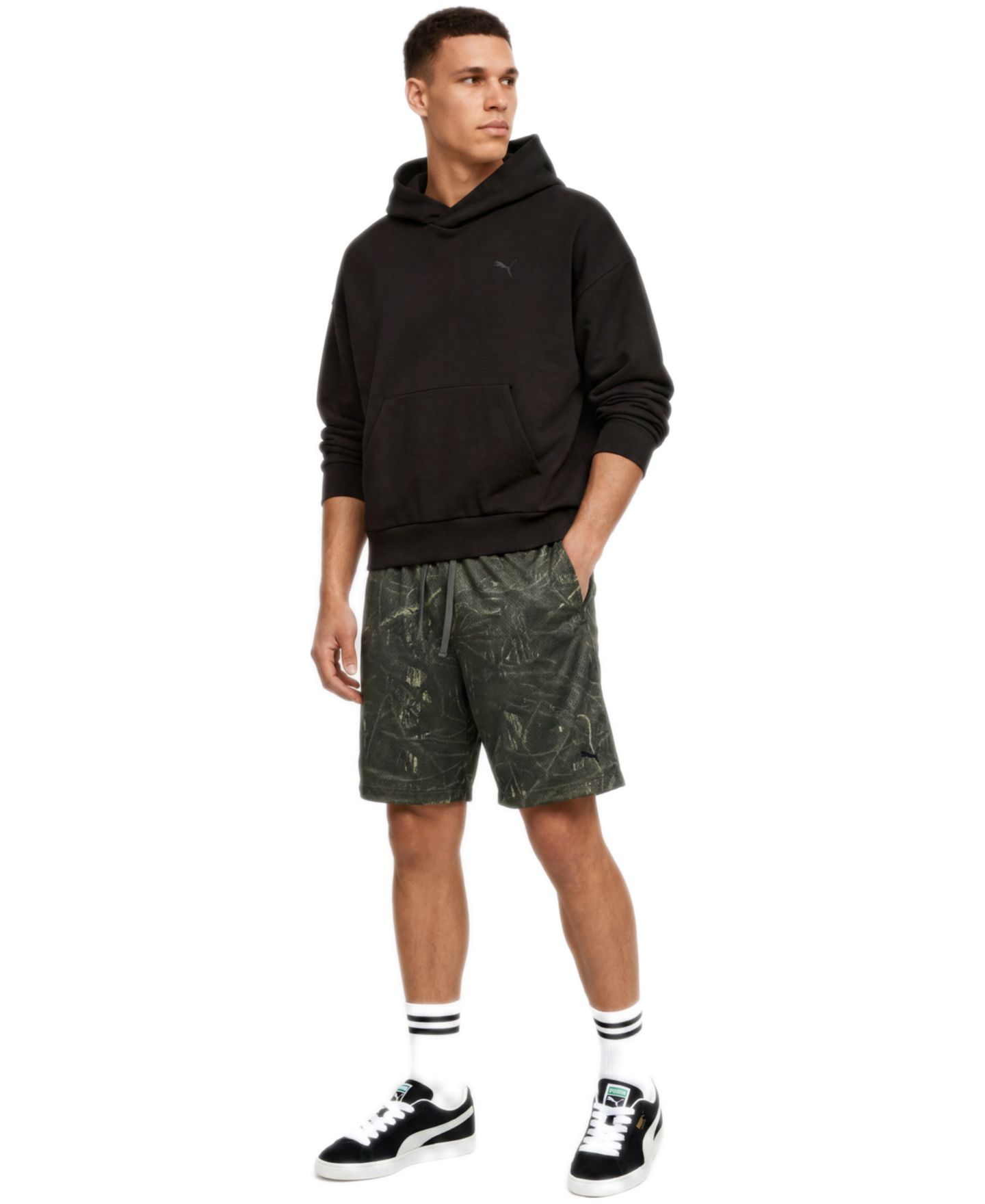 Мужские шорты Puma Reversible Drawcord Waistband Shorts, 8" Inseam, цвет: Мох — фото 2