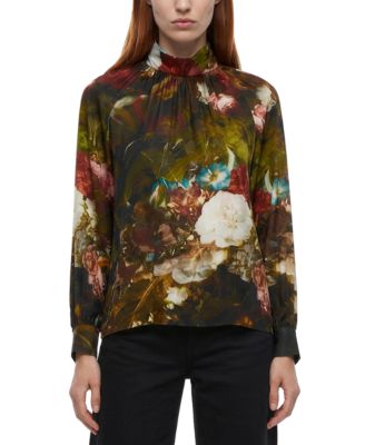 Women's Vivian Mock Neck Long-Sleeve Floral-Print Blouse