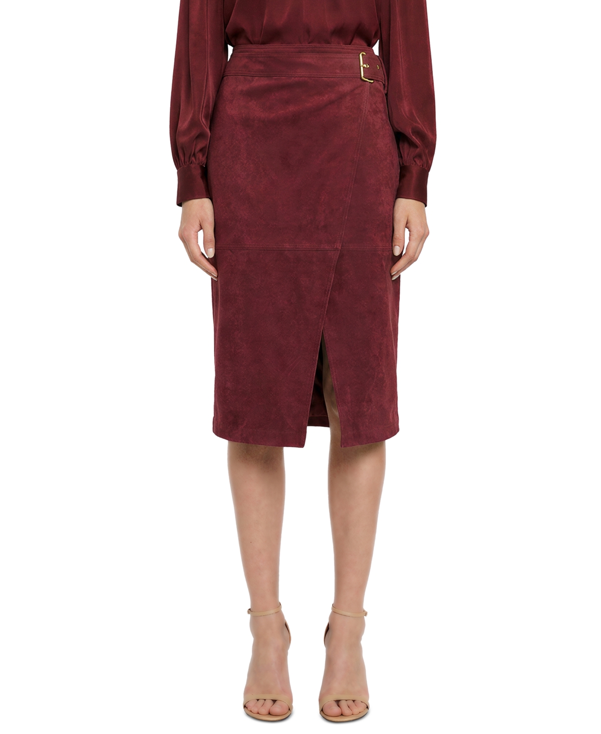 Elie Tahari Women's Danica High-Waisted Wrap Midi Skirt