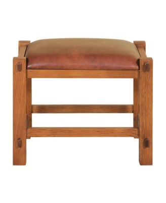 Solid Wood Mission Spindle Bar Stool, Leather Seat