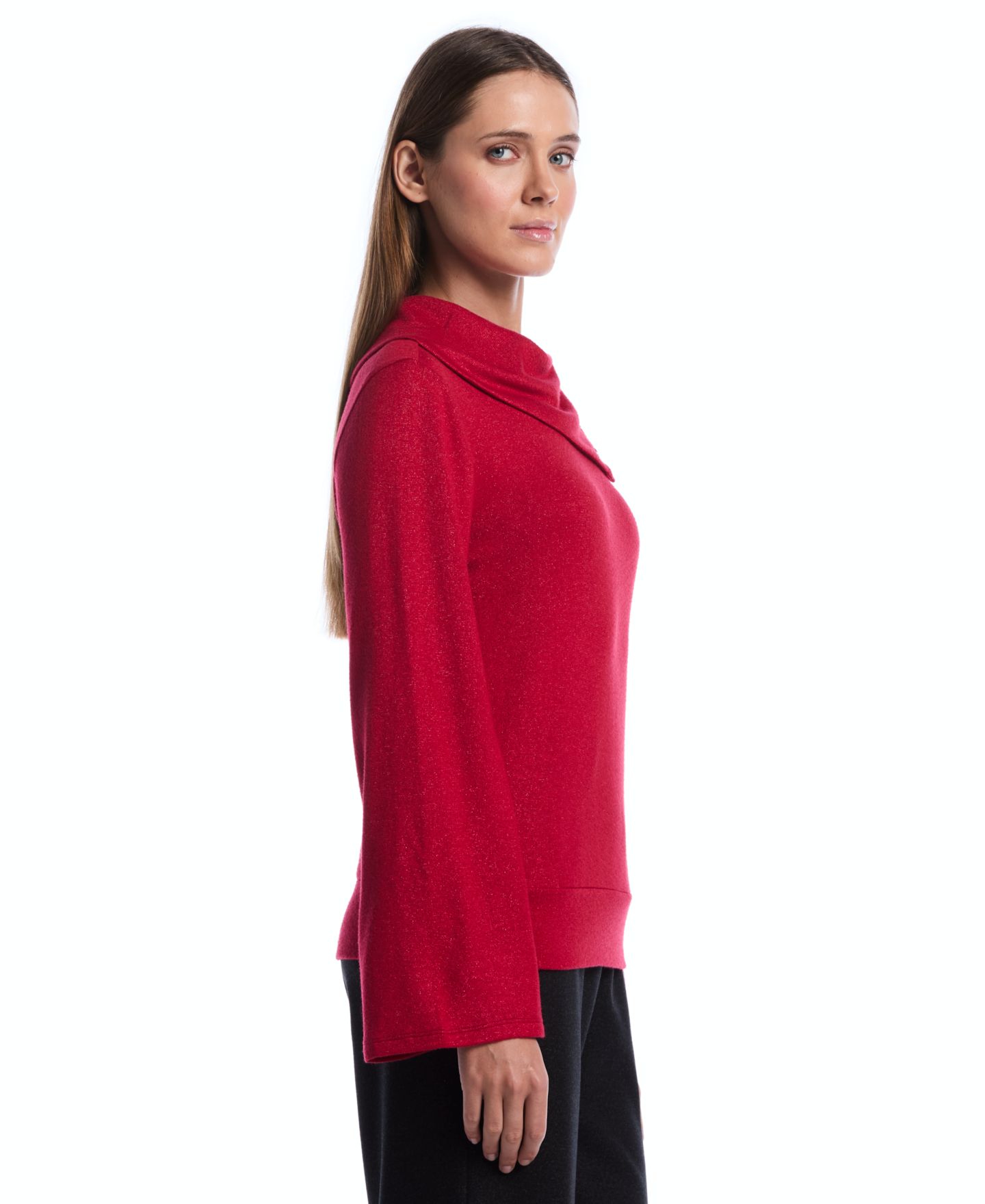 Женская блузка Rafaella Petite Long-Sleeve Cowl Neck, цвет: Красный — фото 3