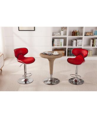 Masaccio Red Leatherette Adjustable Swivel Barstool Chrome Base, Set of 2