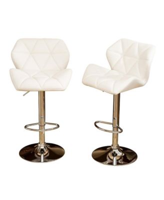 Glasgow Contemporary Tufted Adjustable Height White Bar Stools, Set of 2