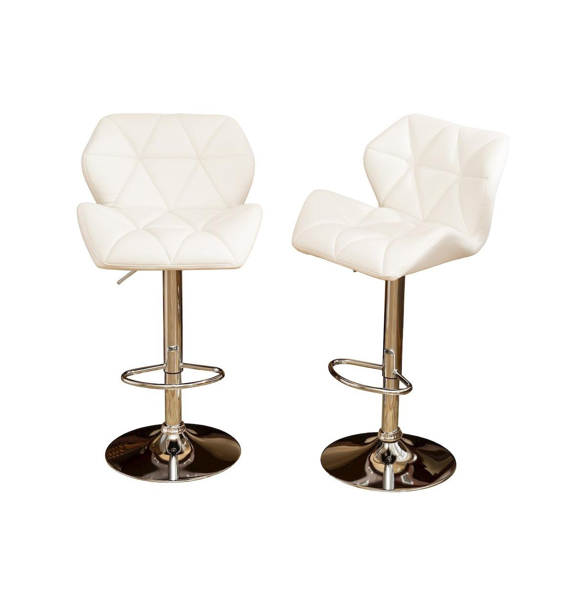 Roundhill Furniture Glasgow Contemporary Tufted Adjustable Height White Bar Stools, Set of 2 - White