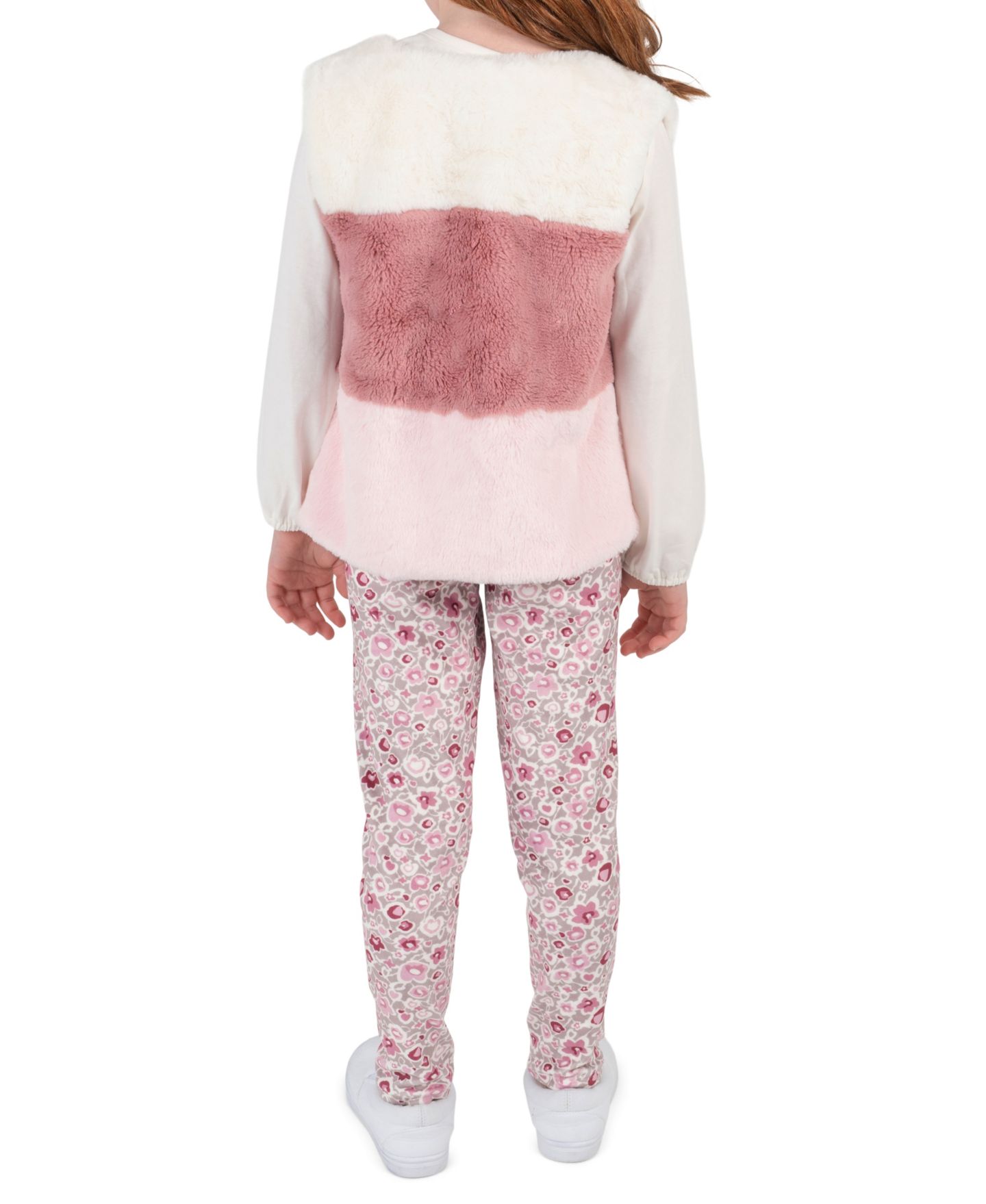 Комплекты Rare Editions Long-Sleeve Faux Fur Top, Vest and Leggings, 3-Piece Set для девочек, цвет: Розовато-лиловый — фото 2