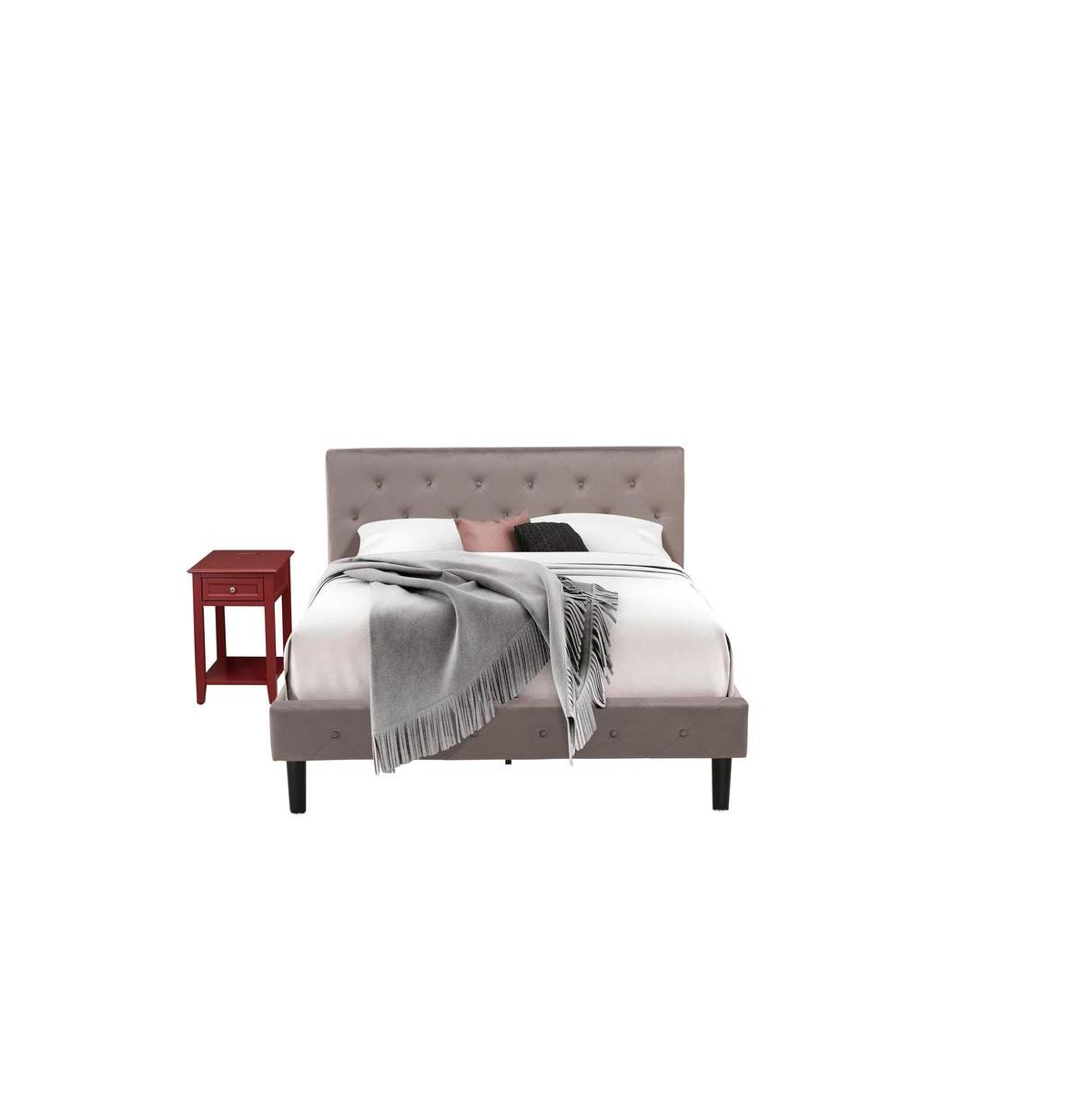 East West Furniture NL14Q-1DE13 2 Pc Queen Bed Set - 1 Bed Fabric Headboard and 1 Night Stand