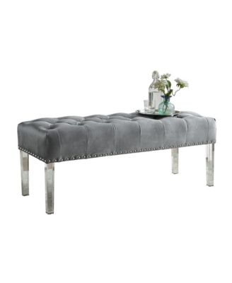 Valley Button tufted Velvet Upholstered Bench With Acrylic Leg