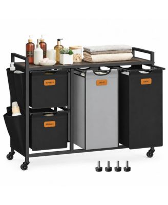 38.8 in Laundry Hamper with 4 Compartments and Top Shelf