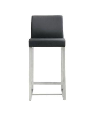 Stainless Steel Counter Stool Set, Adjustable Seat Height and Foam Cushions