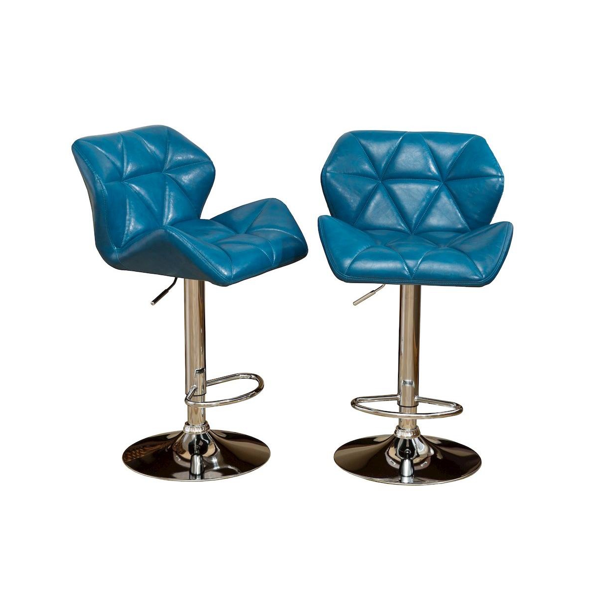 Roundhill Furniture Glasgow Contemporary Tufted Adjustable Height Bar Stools, Set of 2 - Blue