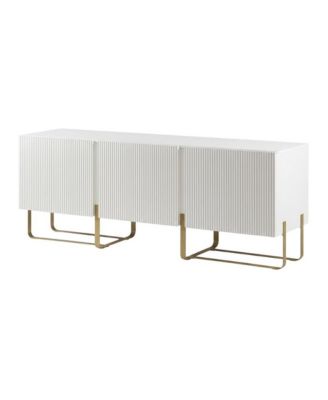 Modern Wood TV Stand with 3 Cabinets for Living Room Storage