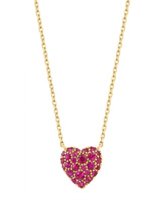 Ruby Heart Pendant Necklace (3/4 ct. t.w.) in 14k Yellow Gold