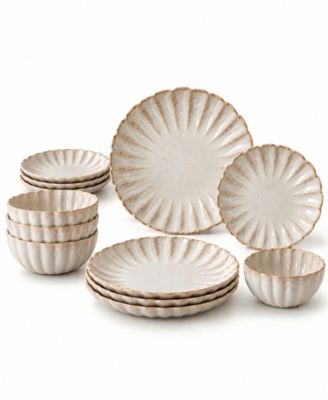 Kea Reactive Glaze 12-Piece Dinnerware Set, Service for 4