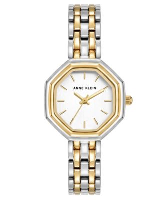 Women's Quartz Hexagonal White Dial Two-Tone Alloy Metal Bracelet Watch 36mm