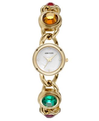 Women's Quartz Imitation Pearl Dial Gold-Tone Alloy Metal Bracelet Watch 22mm
