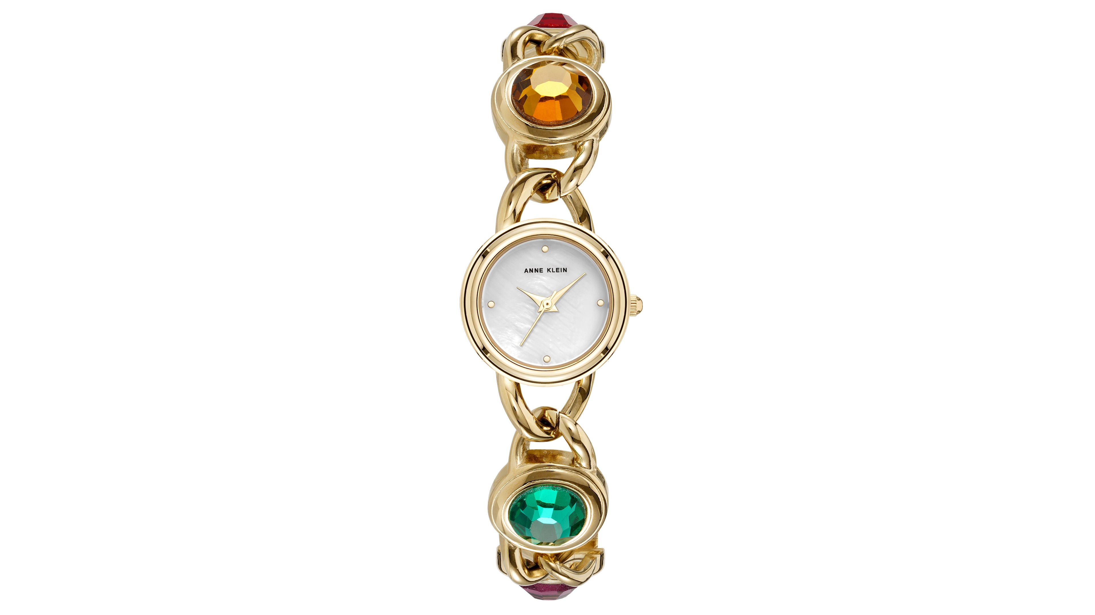 Anne Klein Women's Quartz Imitation Pearl Dial Gold-Tone Alloy Metal Bracelet Watch 22mm
