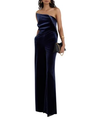 Women's Dasha Velvet Strapless Wide-Leg Jumpsuit