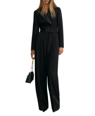 Petite Remi Wide-Leg Long-Sleeve Double-Breasted Jumpsuit