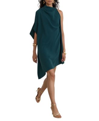 Women's One-Shoulder Asymmetrical Draping Mini Dress