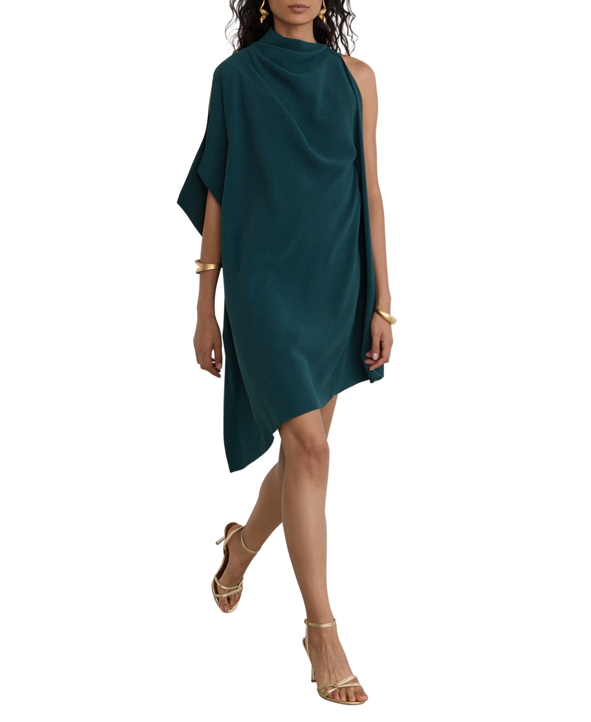 Reiss Women's One-Shoulder Asymmetrical Draping Mini Dress - Blue