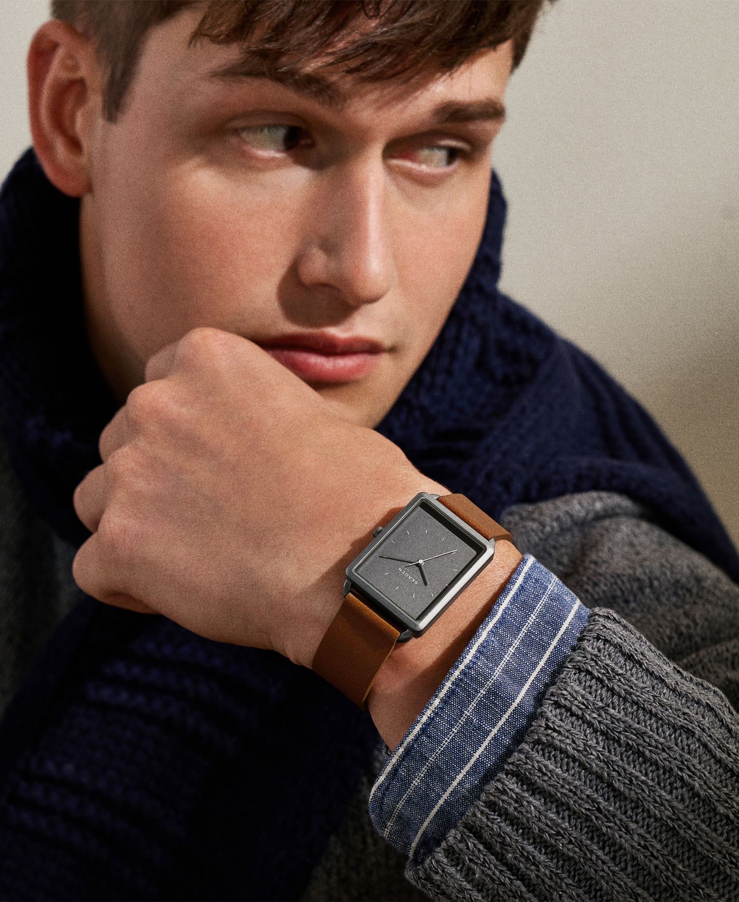 Мужские часы Skagen Quartz Hagen Gunmetal Stainless Steel Mesh 36mm — фото 10