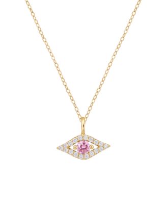 Pink Sapphire and Diamond Evil Eye Pendant (1/6 ct. t.w. and 1/10 ct. t.w.) in 14k Gold
