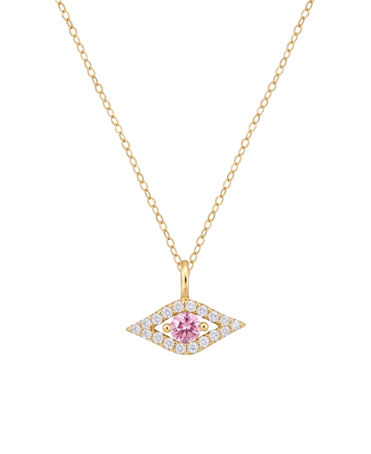 Macy's Pink Sapphire and Diamond Evil Eye Pendant (1/6 ct. t.w. and 1/10 ct. t.w.) in 14k Gold - 14k Gold