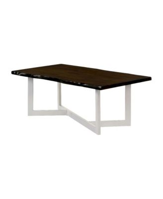 Rubber Wood Coffee Table with Iron Frame and Contemporary Design