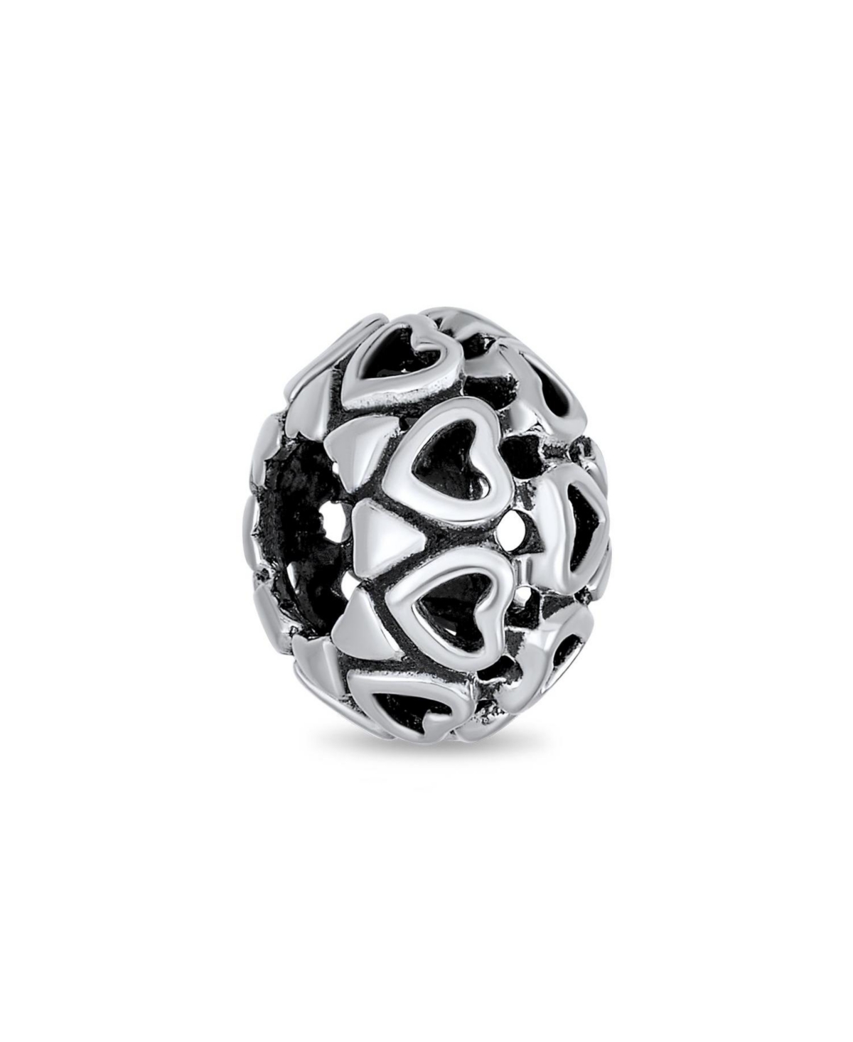 Bling Jewelry Sterling Silver Filigree Oxidized Heart Charm - Silver a