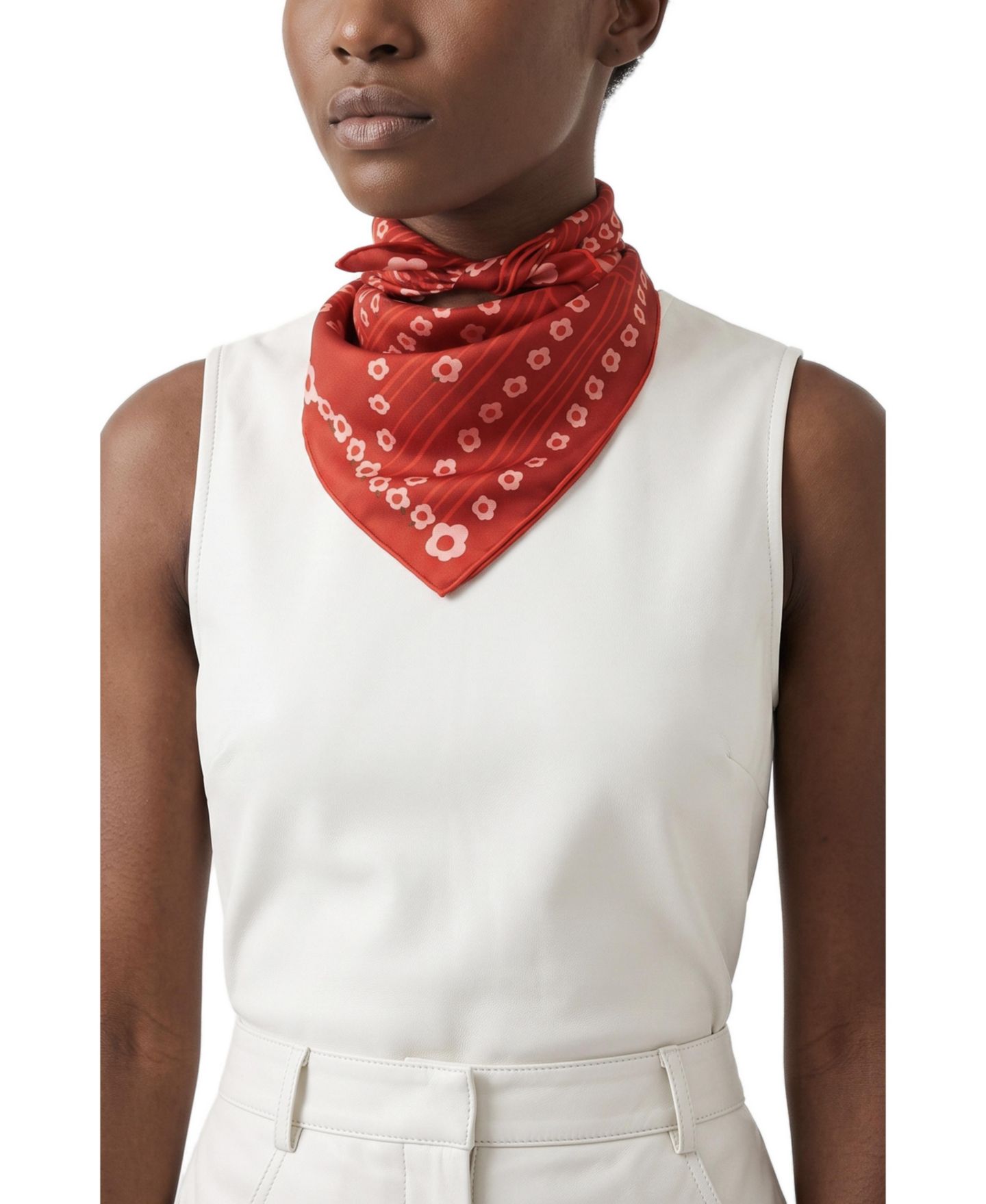 Женский шарф Jessie Zhao New York 25" W x 25" L Scarlet Rhythm Double-Sided Silk, цвет: Красный — фото 3