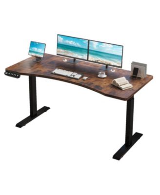 63"x30" Dual Motor Curve Design Height Adjustable Electric Standing Desk Height Stand Up Computer Desk