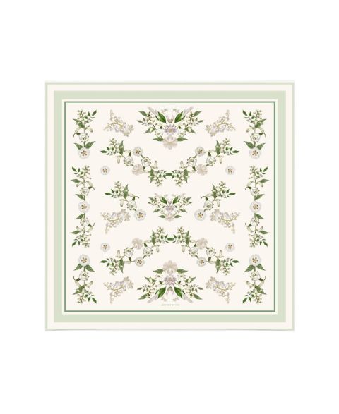 Женский шарф Jessie Zhao New York Lily Garden Double-Sided Silk Floral, цвет: Слоновая кость