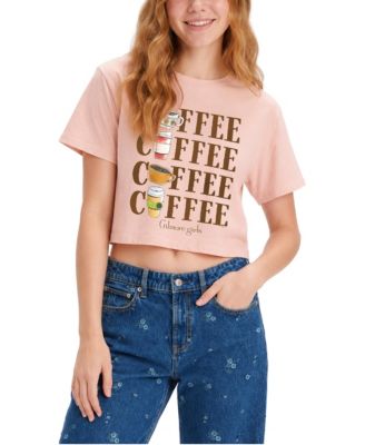 Women's Coffee, Coffee, Coffee Cropped Graphic Short-Sleeve T-Shirt