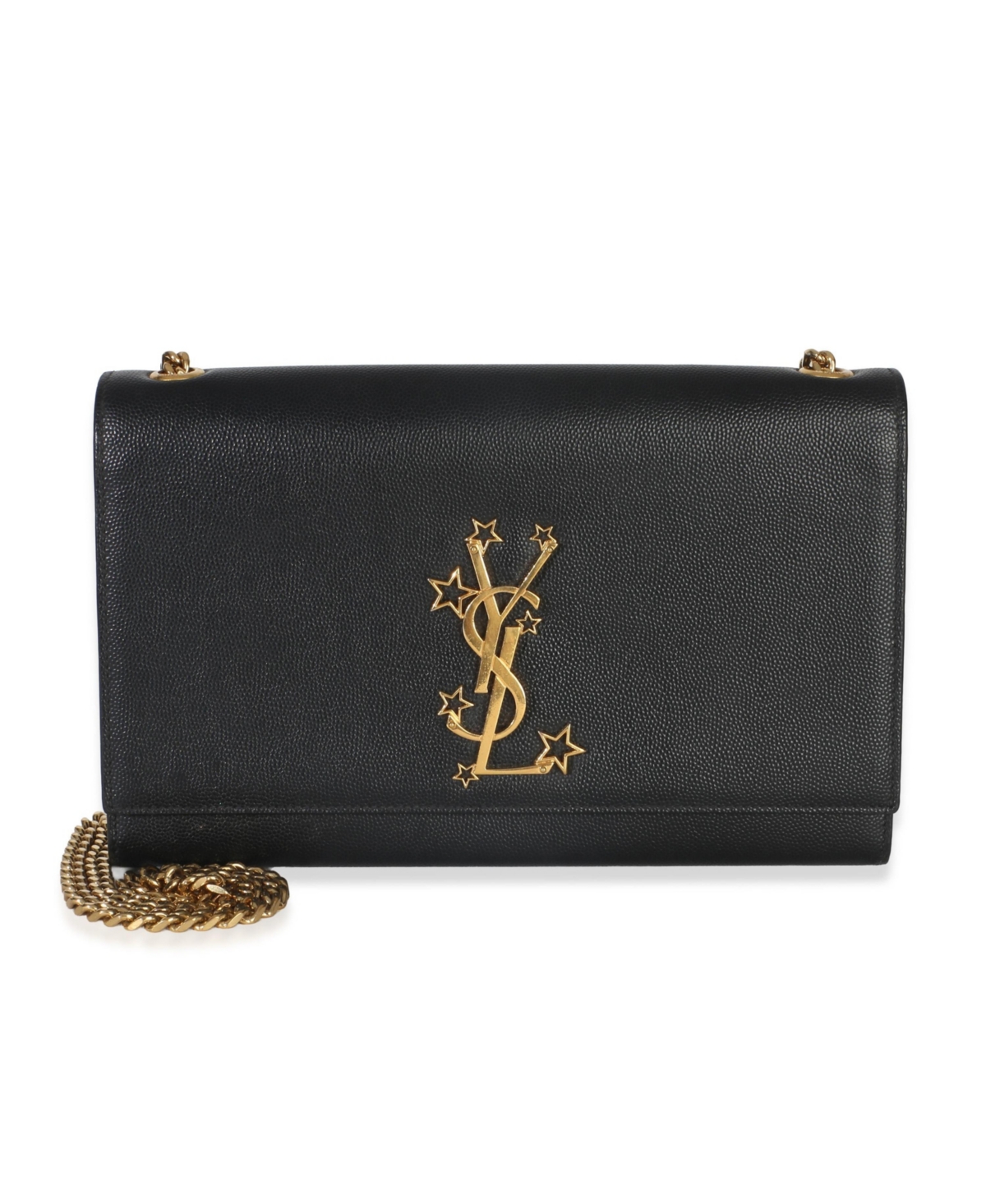 Pre-Owned Saint Laurent Black Grain De Poudre Star Studded Monogram Medium Kate Chain Bag - Black