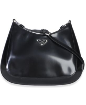 Black Spazzolato Large Cleo Shoulder Bag