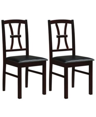 Wooden Dining Chairs Set of 2 with Faux Leather Padded Seat for Kitchen Dining Room