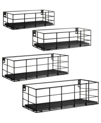 4pcs Wire Frame Floating Shelves Wall Mount 4 Different Sizes Bathroom Hardware
